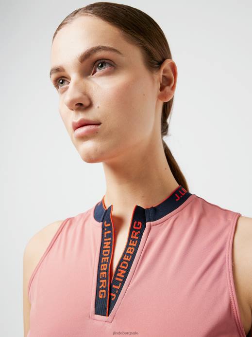 Women J.Lindeberg Faded Rose Leya Sleeveless Golf Top Clothing 8R622631