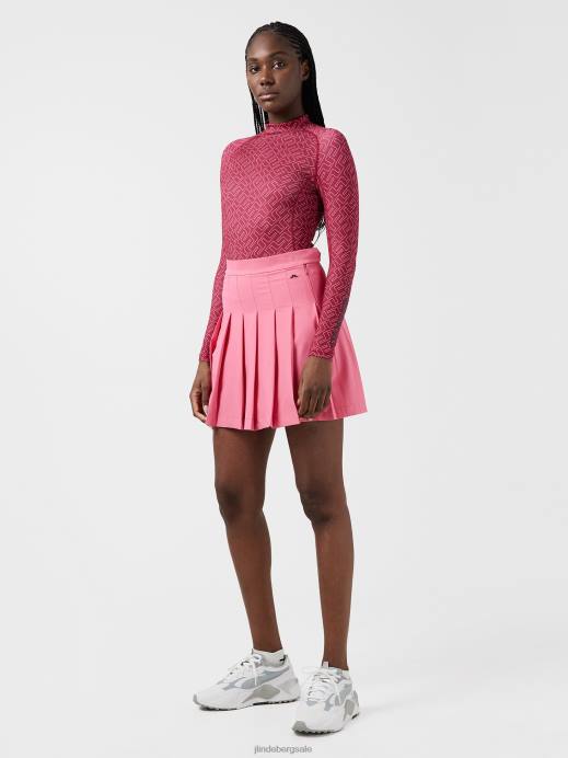 Women J.Lindeberg Hot Pink Bridge Monogram Asa Print Compression Top Clothing 8R622629