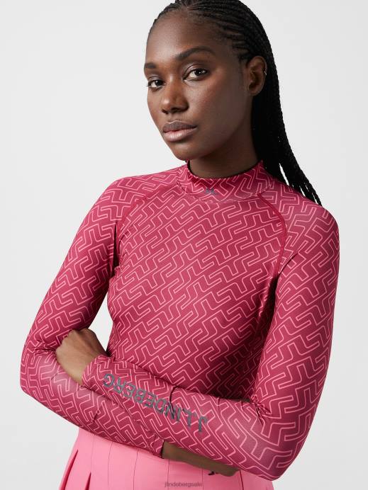 Women J.Lindeberg Hot Pink Bridge Monogram Asa Print Compression Top Clothing 8R622629