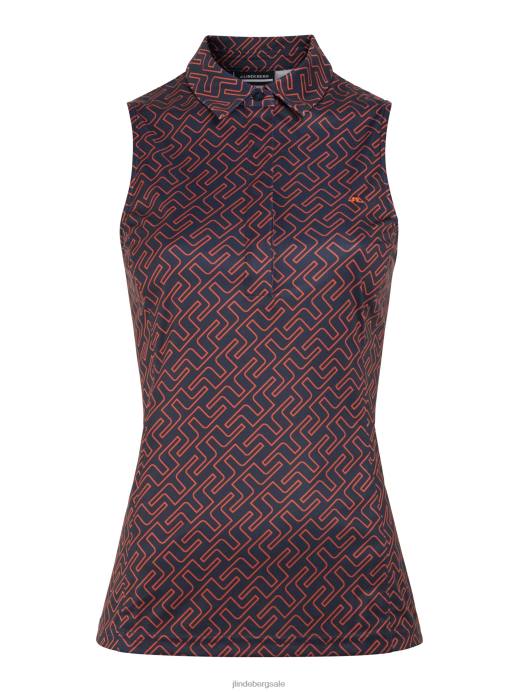 Women J.Lindeberg Ketchup Bridge Monogram Dena Print Sleeveless Golf Top Clothing 8R622621
