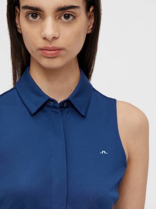 Women J.Lindeberg Midnight Blue Dena Sleeveless Golf Top Clothing 8R622653
