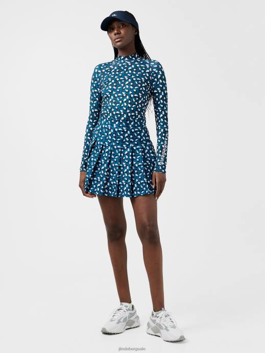 Women J.Lindeberg Moroccan Blue Animal Asa Print Compression Top Clothing 8R622628