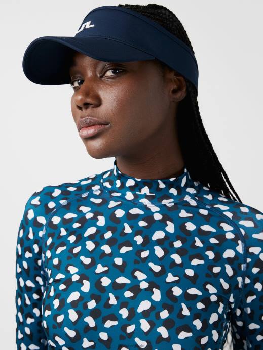 Women J.Lindeberg Moroccan Blue Animal Asa Print Compression Top Clothing 8R622628