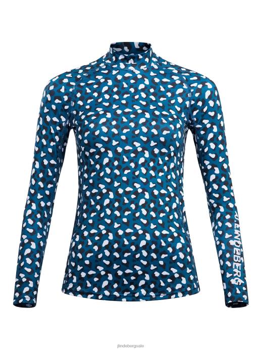 Women J.Lindeberg Moroccan Blue Animal Asa Print Compression Top Clothing 8R622628