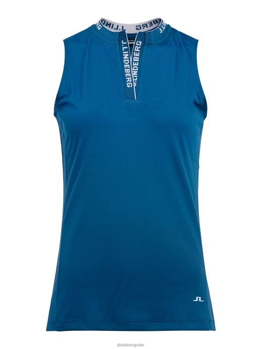 Women J.Lindeberg Moroccan Blue Leya Sleeveless Golf Top Clothing 8R622633