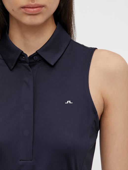 Women J.Lindeberg Navy Dena Sleeveless Golf Top Clothing 8R622652