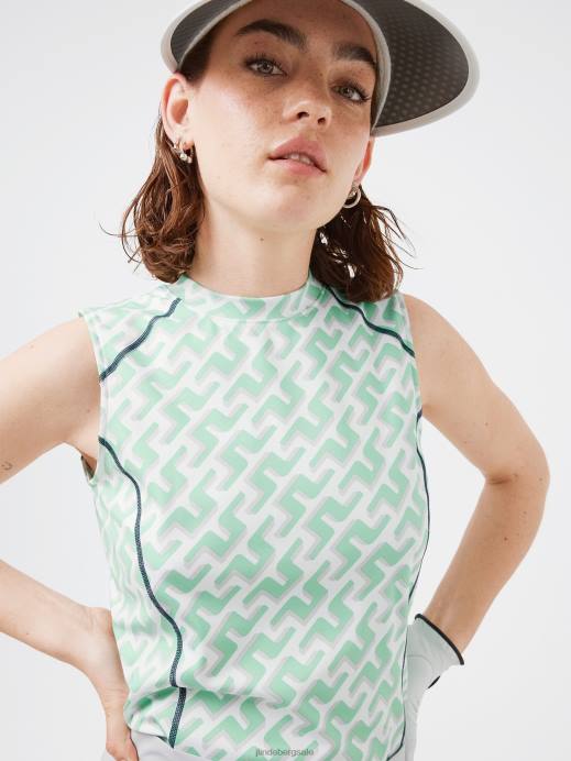 Women J.Lindeberg Spring Bud 3D Bridge Monogram Mona Sleeveless Golf Top Clothing 8R622591