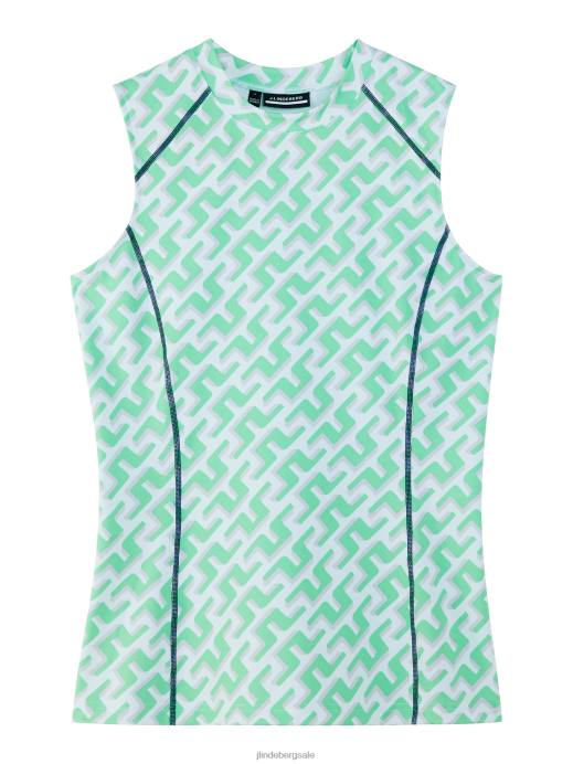 Women J.Lindeberg Spring Bud 3D Bridge Monogram Mona Sleeveless Golf Top Clothing 8R622591