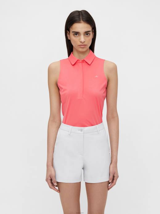 Women J.Lindeberg Tropical Coral Dena Sleeveless Golf Top Clothing 8R622654