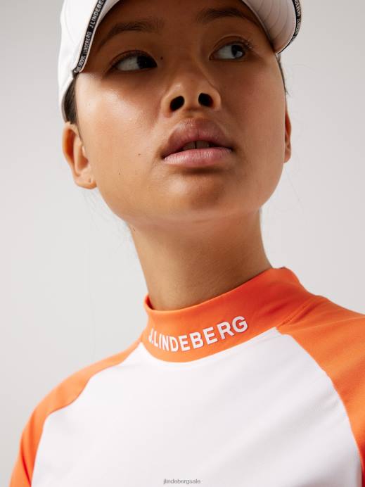 Women J.Lindeberg White Croco Zelda Golf Top Clothing 8R622643