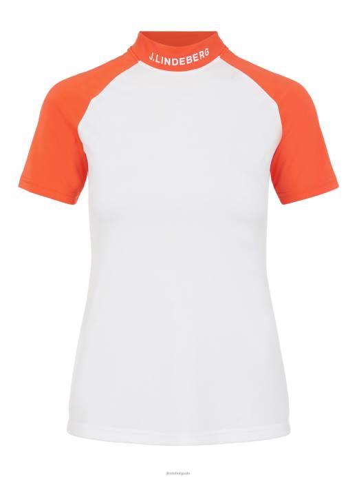 Women J.Lindeberg White Croco Zelda Golf Top Clothing 8R622643