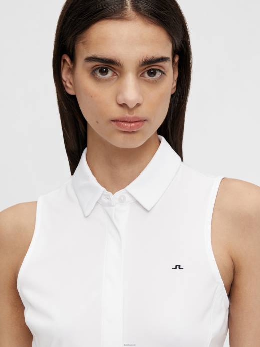 Women J.Lindeberg White Dena Sleeveless Golf Top Clothing 8R622651