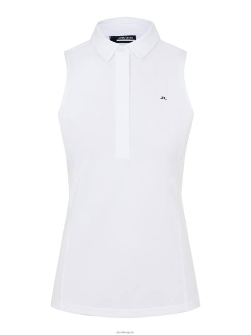 Women J.Lindeberg White Dena Sleeveless Golf Top Clothing 8R622651