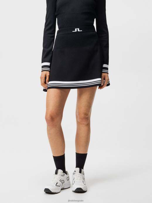 Women J.Lindeberg Black Frida Stripe Knitted Skirt Clothing 8R621620