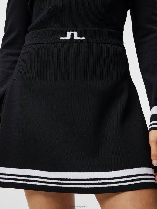 Women J.Lindeberg Black Frida Stripe Knitted Skirt Clothing 8R621620