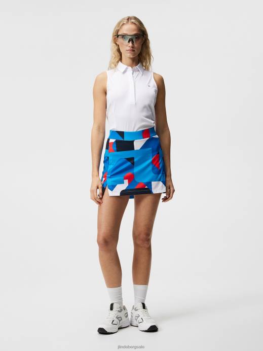 Women J.Lindeberg Brilliant Blue Big Bridge Amelie Mid Print Skirt Clothing 8R621639