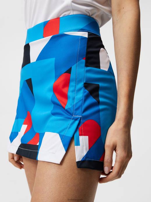Women J.Lindeberg Brilliant Blue Big Bridge Amelie Mid Print Skirt Clothing 8R621639