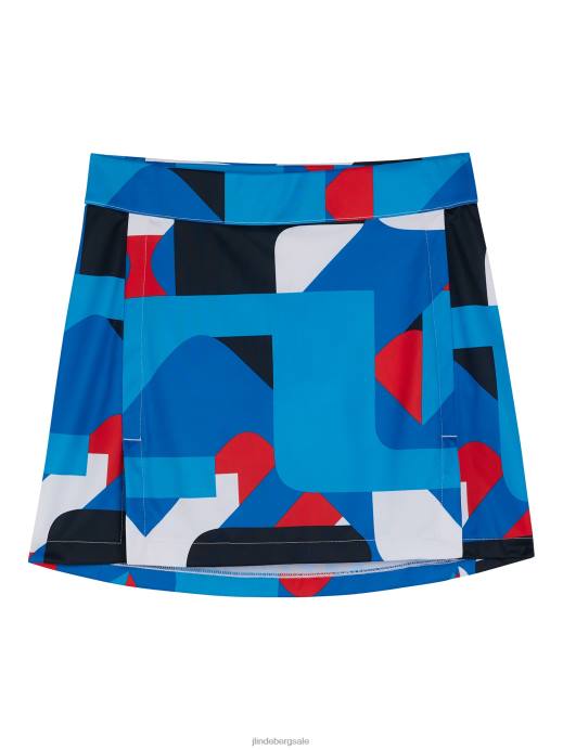 Women J.Lindeberg Brilliant Blue Big Bridge Amelie Mid Print Skirt Clothing 8R621639