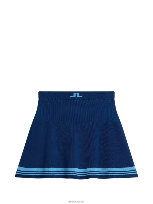 Women J.Lindeberg Estate Blue Frida Stripe Knitted Skirt Clothing 8R621559
