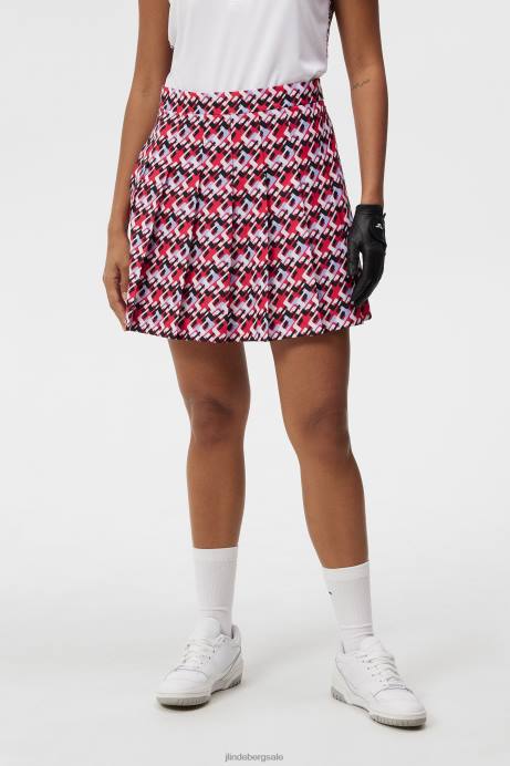 Women J.Lindeberg Micro Bridge Rose Red Adina Print Skirt Clothing 8R621568