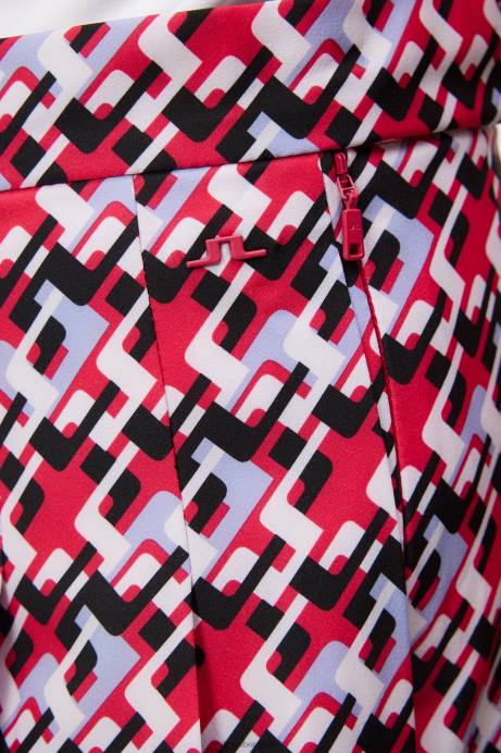 Women J.Lindeberg Micro Bridge Rose Red Adina Print Skirt Clothing 8R621568