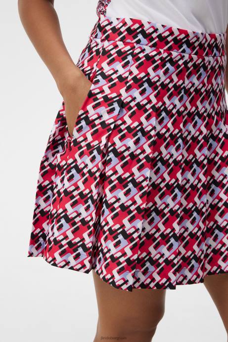 Women J.Lindeberg Micro Bridge Rose Red Adina Print Skirt Clothing 8R621568