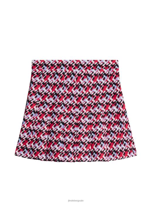 Women J.Lindeberg Micro Bridge Rose Red Adina Print Skirt Clothing 8R621568
