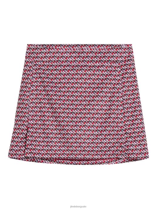 Women J.Lindeberg Micro Bridge Rose Red Amelie Mid-Length Print Skirt Clothing 8R621581