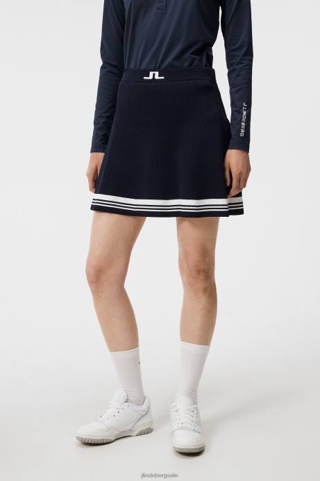 Women J.Lindeberg Navy Frida Stripe Knitted Skirt Clothing 8R621558
