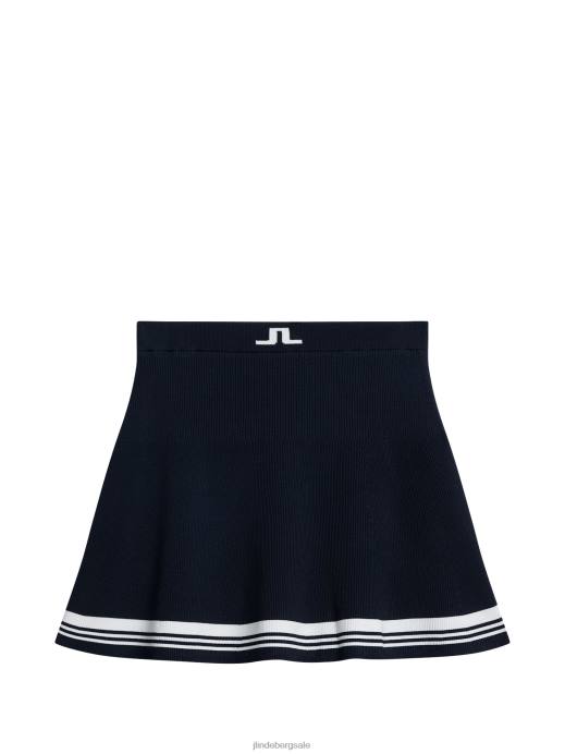 Women J.Lindeberg Navy Frida Stripe Knitted Skirt Clothing 8R621558