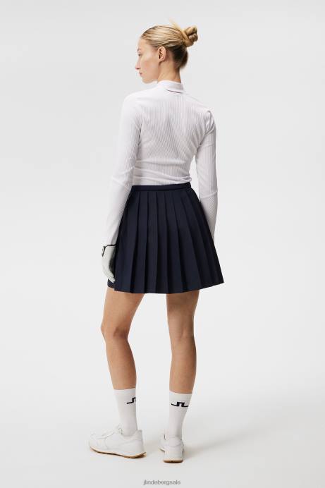 Women J.Lindeberg Navy Sierra Pleat Skirt Clothing 8R621670