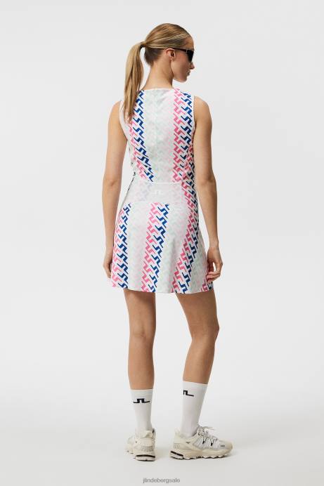 Women J.Lindeberg Pink Painted Bridge Helena Print Dress Clothing 8R621596