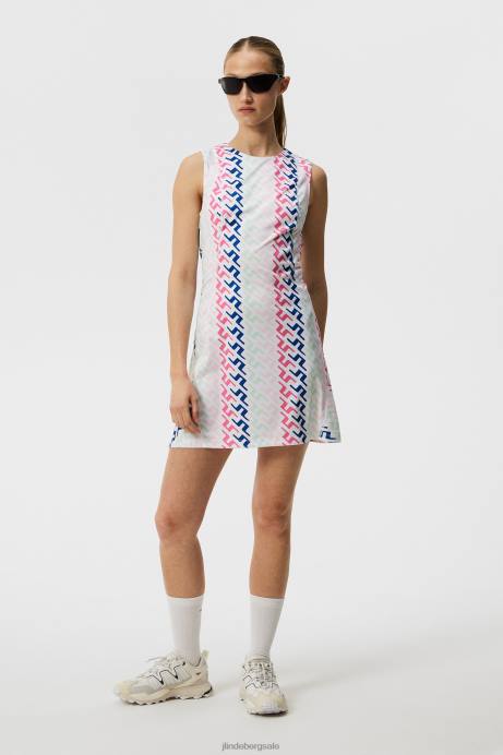 Women J.Lindeberg Pink Painted Bridge Helena Print Dress Clothing 8R621596