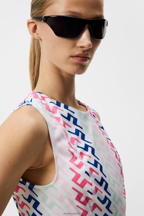 Women J.Lindeberg Pink Painted Bridge Helena Print Dress Clothing 8R621596