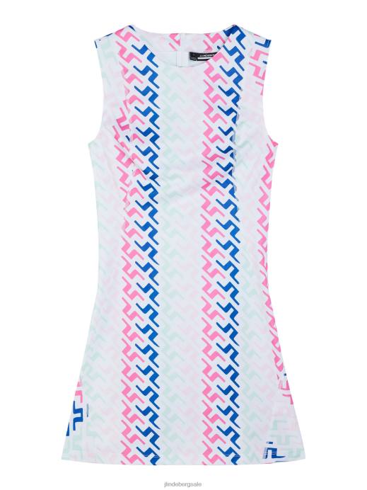 Women J.Lindeberg Pink Painted Bridge Helena Print Dress Clothing 8R621596