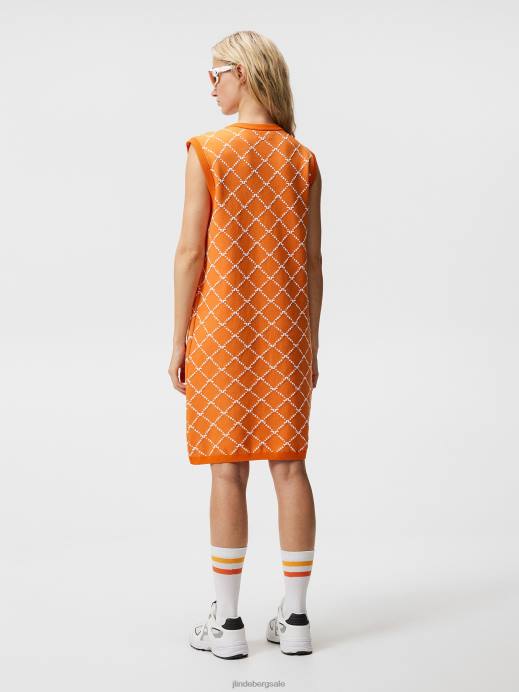 Women J.Lindeberg Russet Orange Fiona Knitted Dress Clothing 8R621612
