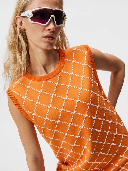 Women J.Lindeberg Russet Orange Fiona Knitted Dress Clothing 8R621612