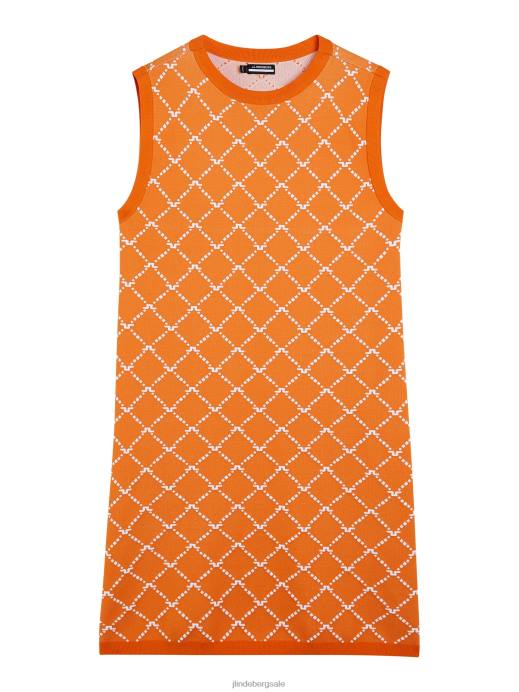 Women J.Lindeberg Russet Orange Fiona Knitted Dress Clothing 8R621612