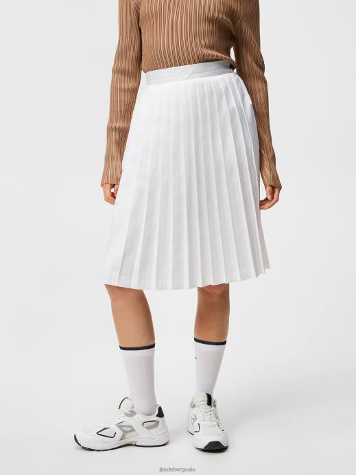 Women J.Lindeberg White Dorothea Pleated Skirt Clothing 8R621618