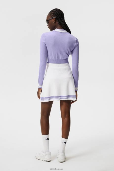 Women J.Lindeberg White Frida Stripe Knitted Skirt Clothing 8R621557