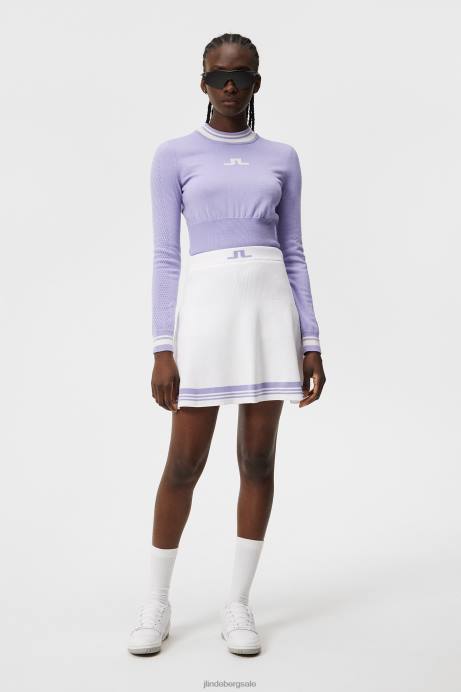 Women J.Lindeberg White Frida Stripe Knitted Skirt Clothing 8R621557