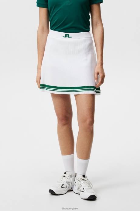 Women J.Lindeberg White Frida Stripe Knitted Skirt Clothing 8R621621