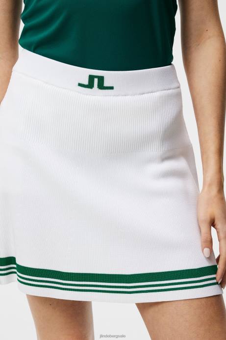 Women J.Lindeberg White Frida Stripe Knitted Skirt Clothing 8R621621