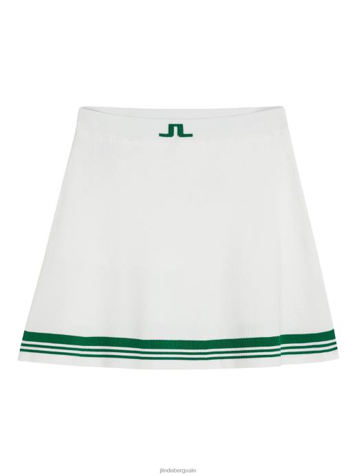Women J.Lindeberg White Frida Stripe Knitted Skirt Clothing 8R621621