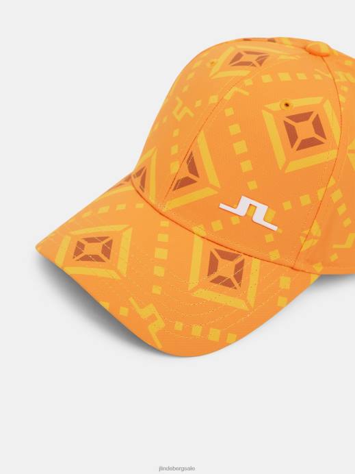 Women J.Lindeberg Orange Diamond Logo Layla Print Cap Accessory 8R621984
