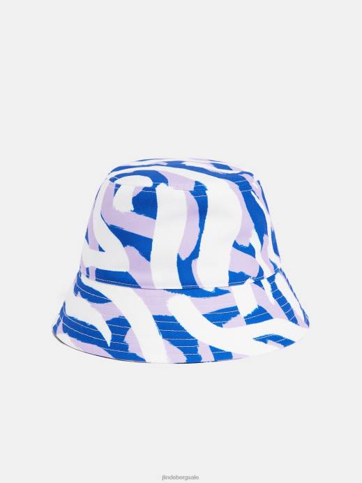 Women J.Lindeberg Purple Painted Zebra Wave Print Bucket Hat Accessory 8R621975