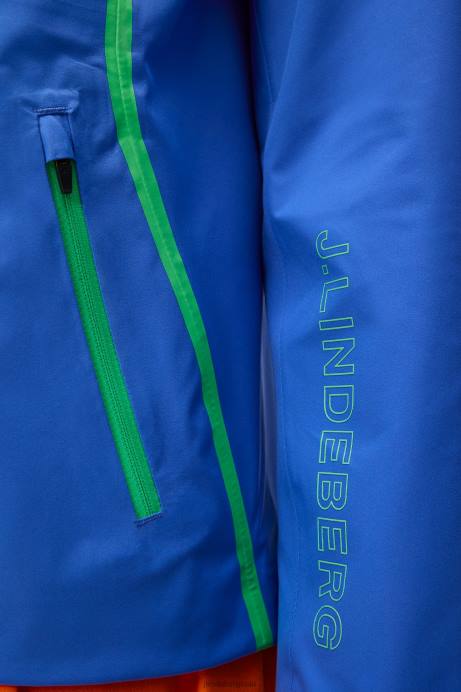 Women J.Lindeberg Dazzling Blue Coral Rain Jacket Clothing 8R621916
