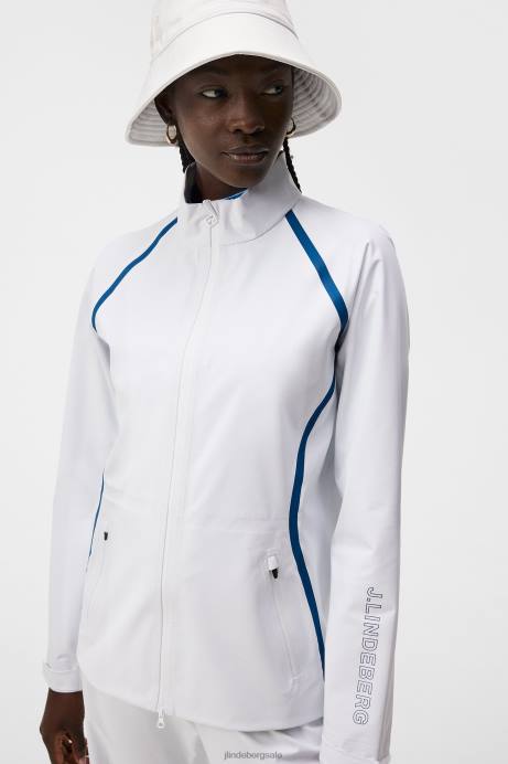 Women J.Lindeberg White Coral Rain Jacket Clothing 8R621917