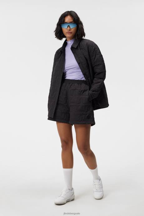 Women J.Lindeberg Black Blossom Padded Shorts Clothing 8R621697