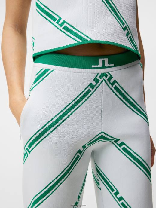 Women J.Lindeberg Green Bias Stripe Emmie Knitted Pant Clothing 8R621726